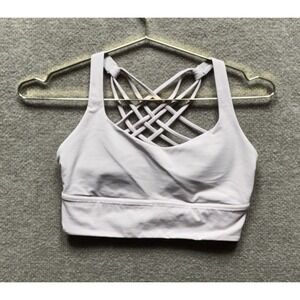 Lululemon Free To Be Wild Longline Sports Bra Women 8 Light Pink Padded EUC Yoga